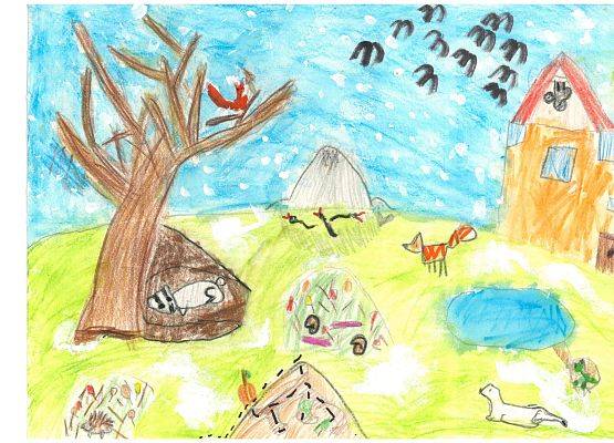 Grafika Wyniki konkursu plastycznego – Jak zwierzęta przygotowują się do zimy?