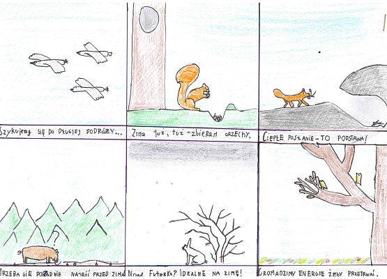 Grafika Wyniki konkursu plastycznego – Jak zwierzęta przygotowują się do zimy?